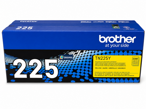 Original Brother TN-225Y Yellow High-Yield Laser Toner Cartridge (TN225Y)