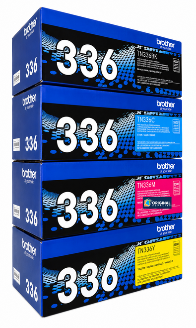Original Brother TN-336 Laser Toner Set (TN336BK, TN336C, TN336M, TN336Y) - Black, Cyan, Magenta, Yellow
