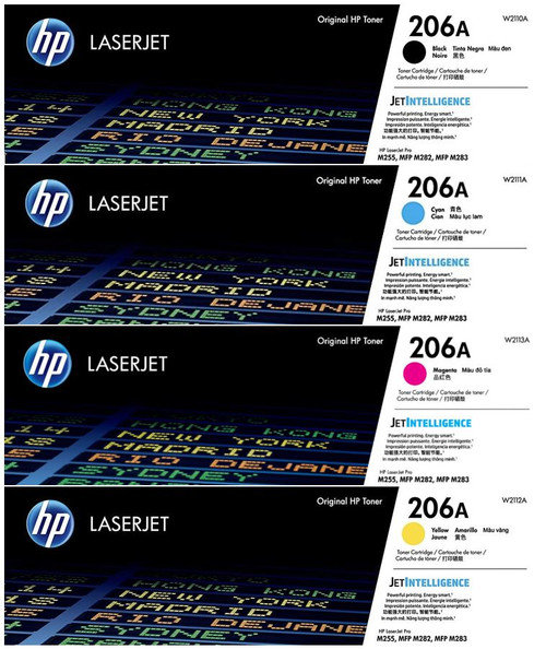 HP 206A SET | W2110A W2111A W2112A W2113A | Original HP LaserJet Toner Cartridges - Black, Cyan, Magenta, Yellow