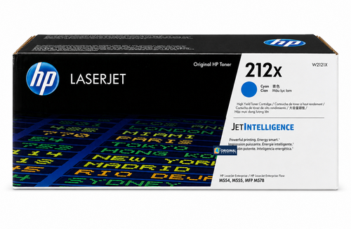Original HP 212X Cyan High-Yield LaserJet Toner Cartridge (W2121X)