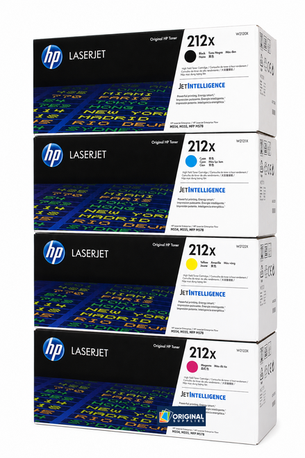Original HP 212X High-Yield LaserJet Toner Set (W2120X, W2121X, W2122X, W2123X) - Black, Cyan, Magenta, Yellow