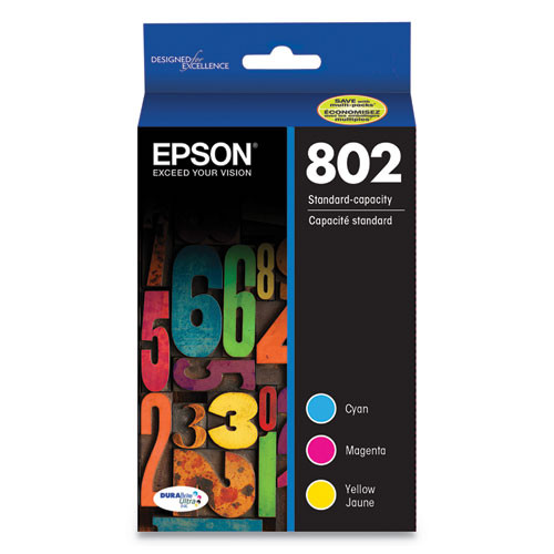 T802520-S | Epson® 802 | Original Epson® DURABrite Ultra® Ink Cartridge - Cyan, Magenta, Yellow