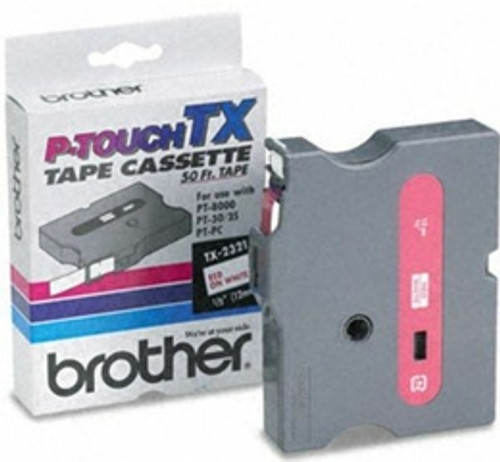 TX-2321 | Original Brother Tape Cartridge For P-Touch Labelers, 0.47" X 50 Ft - Red on White