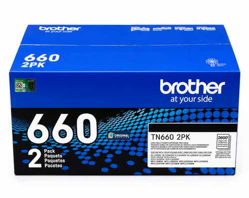 Original Brother TN660-2PK Black High-Yield Toner Cartridges (TN6602PK)