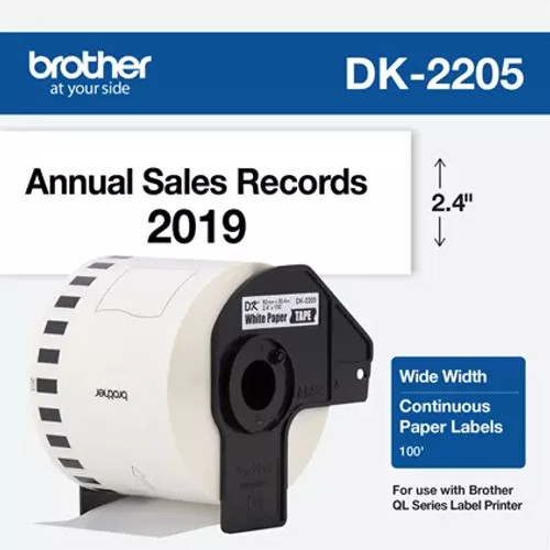 DK-2205 | Original Brother Continuous Length Paper Label Tape - Black on White