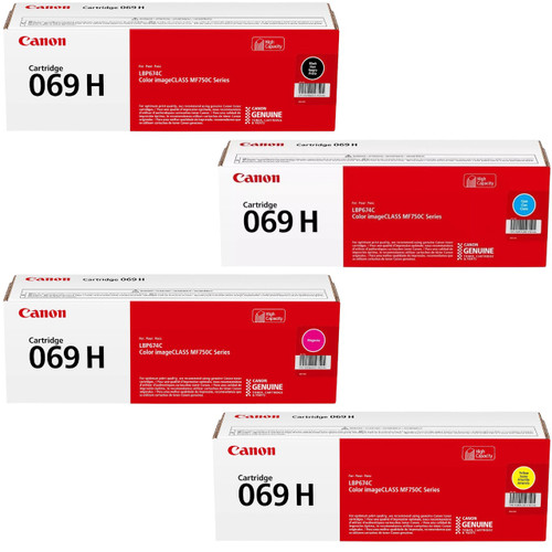 Original Canon 069H High-Yield Laser Toner Set (5098C001, 5097C001, 5096C001, 5095C001) - Black, Cyan, Magenta, Yellow