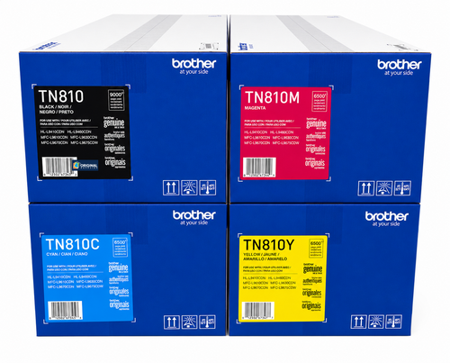 Original Brother TN810 Laser Toner Set (TN810BK, TN810C, TN810M, TN810Y) - Black, Cyan, Magenta, Yellow