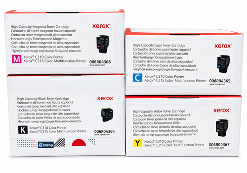 Original Xerox C310/C315 Laser High-Yield Toner Set (006R04364, 006R04365, 006R04366, 006R04367) - Black, Cyan, Magenta, Yellow