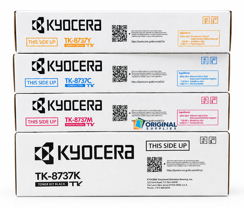 Original Kyocera TK-8737 Toner Set (TK-8737K, TK-8737C, TK-8737M, TK-8737Y) - Black, Cyan, Magenta, Yellow