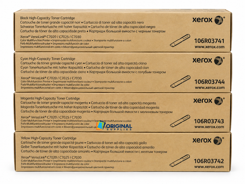 Original Xerox VersaLink C7020/C7025/C7030 Standard Yield Toner Set (106R03741, 106R03742, 106R03743, 106R03744)