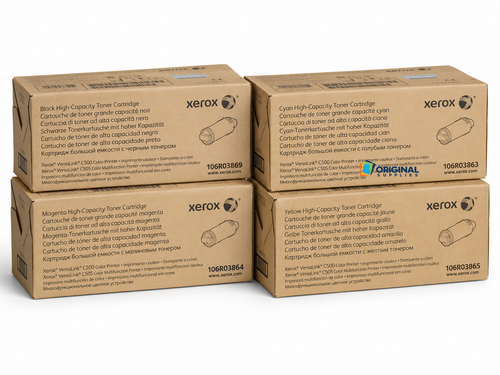 Original Xerox VersaLink C500/C505 High-Yield Toner Set (106R03869, 106R03863, 106R03864, 106R03865)