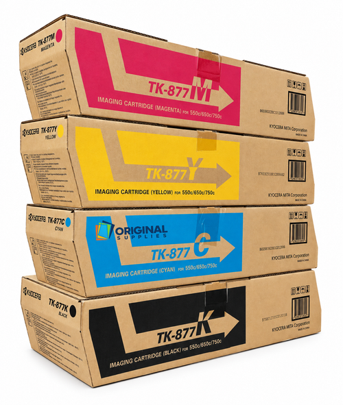 Original Kyocera TK-877 Toner Set (TK877K, TK877C, TK877M, TK877Y) - Black, Cyan, Magenta, Yellow