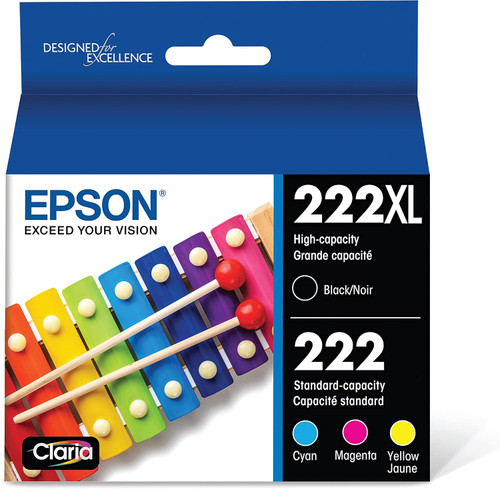 Original Epson® 222XL/222 High-Yield Black & Standard-Yield Color Claria® Ink Cartridge Combo Pack (T222XLBCS)