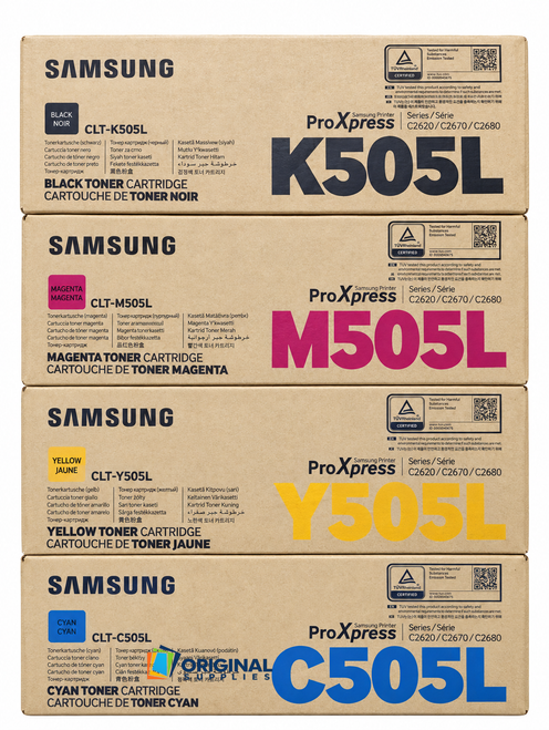 Original Samsung CLT-505L Toner Set (CLTK505L, CLTC505L, CLTM505L, CLTY505L)