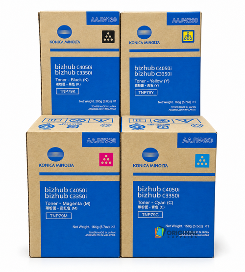Original Konica Minolta TNP79 Toner Set (AAJW130, AAJW430, AAJW330, AAJW230)