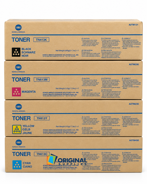 Original Konica Minolta TN413/TN613 Toner Set (A0TM131, A0TM430, A0TM330, A0TM230)
