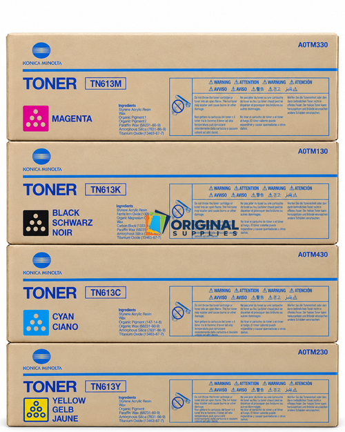 Original Konica Minolta TN613 Toner Set (A0TM130, A0TM430, A0TM330, A0TM230)