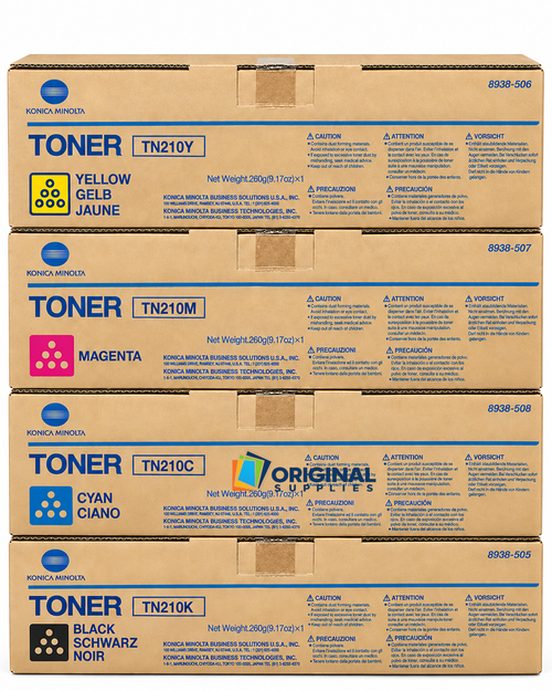 Original Konica Minolta TN210 Toner Set (8938505, 8938508, 8938507, 8938506)