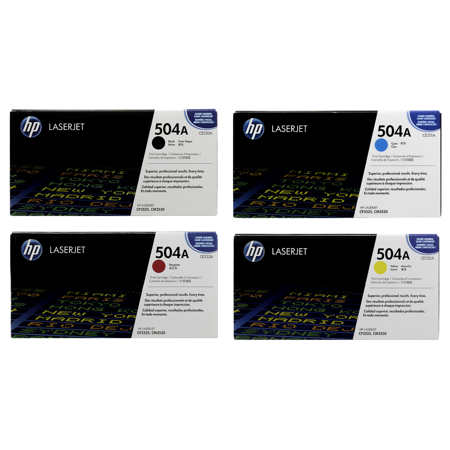 Original HP 504A LaserJet Toner Set (CE250A, CE251A, CE252A