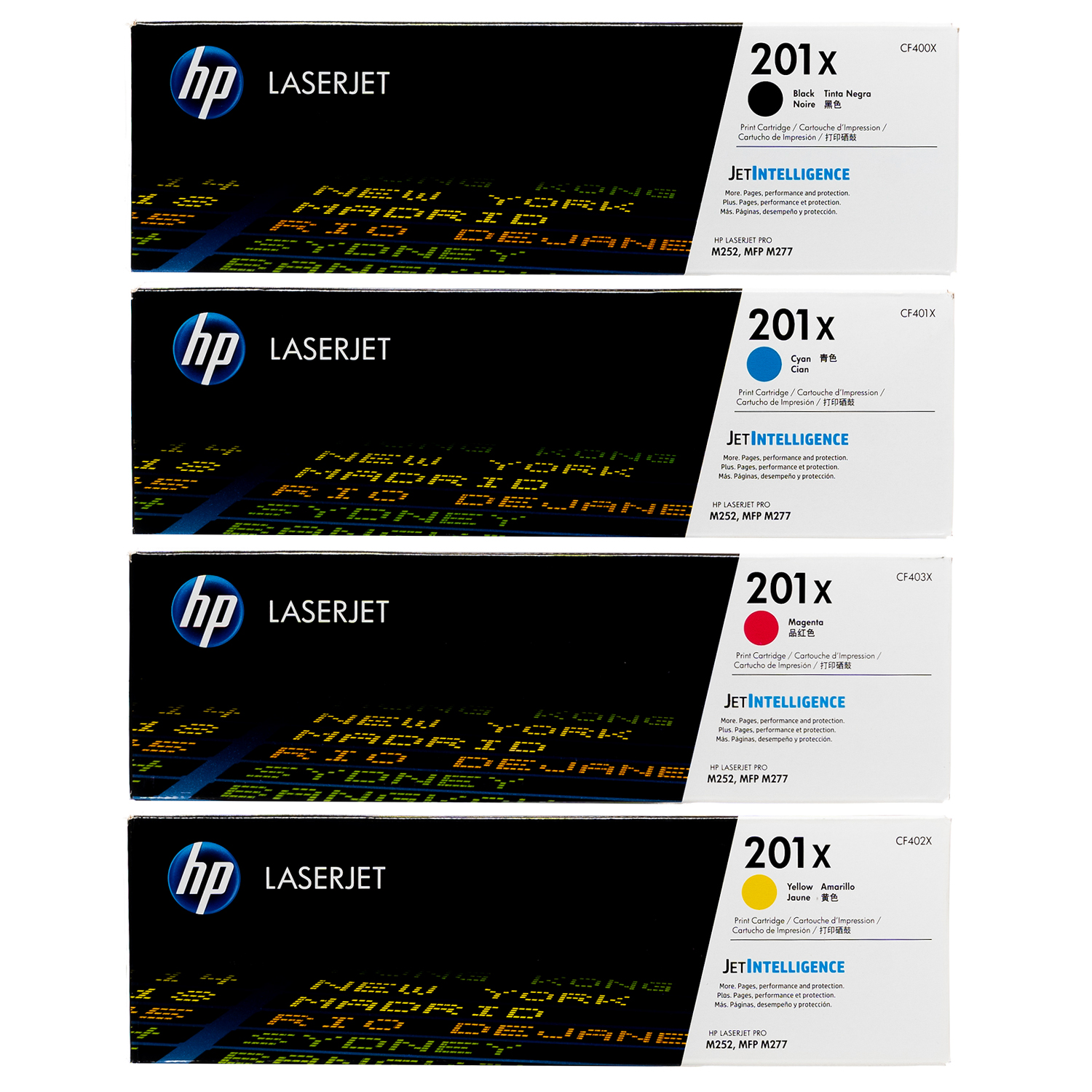 Original HP 201X LaserJet Toner Set (CF400X, CF401X, CF402X