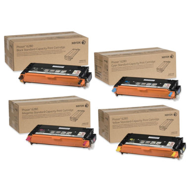 Original Xerox Phaser 6280 Laser Toner Set (106R01388, 106R01389,  106R01390, 106R01391) - Black, Cyan, Magenta, Yellow