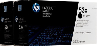 2pk HP Q7553X 53X Genuine New Toner Cartridge Dual Pack