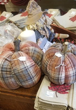 CLOTH PUMPKINS COME IN TWO SIZES, 10 INCH AND 7 INCH.