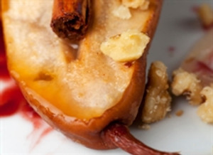 Baked pear with cinnamon and sauce. Baked pear with cinnamon and sauce.