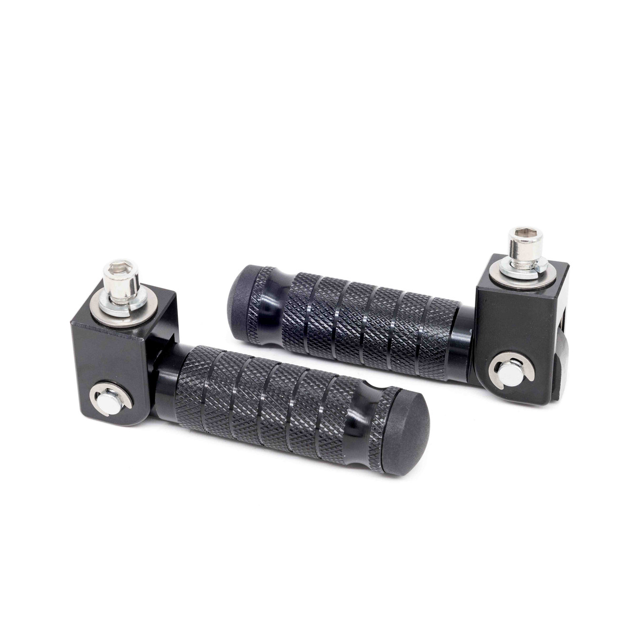 Billet Foot Pegs, Foldable, Smooth Knurl (BFP-SMOOTH) Black