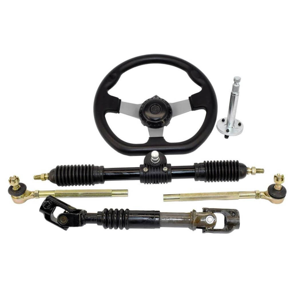 Complete Drift Trike Go Kart Steering Wheel Kit - Adjustable Shaft With Gear Rack And Pinion