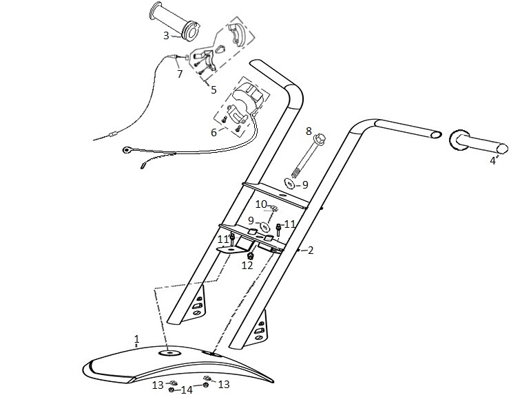 Handlebar Kit, Coleman CT100 (HANDLEKIT-CT100)