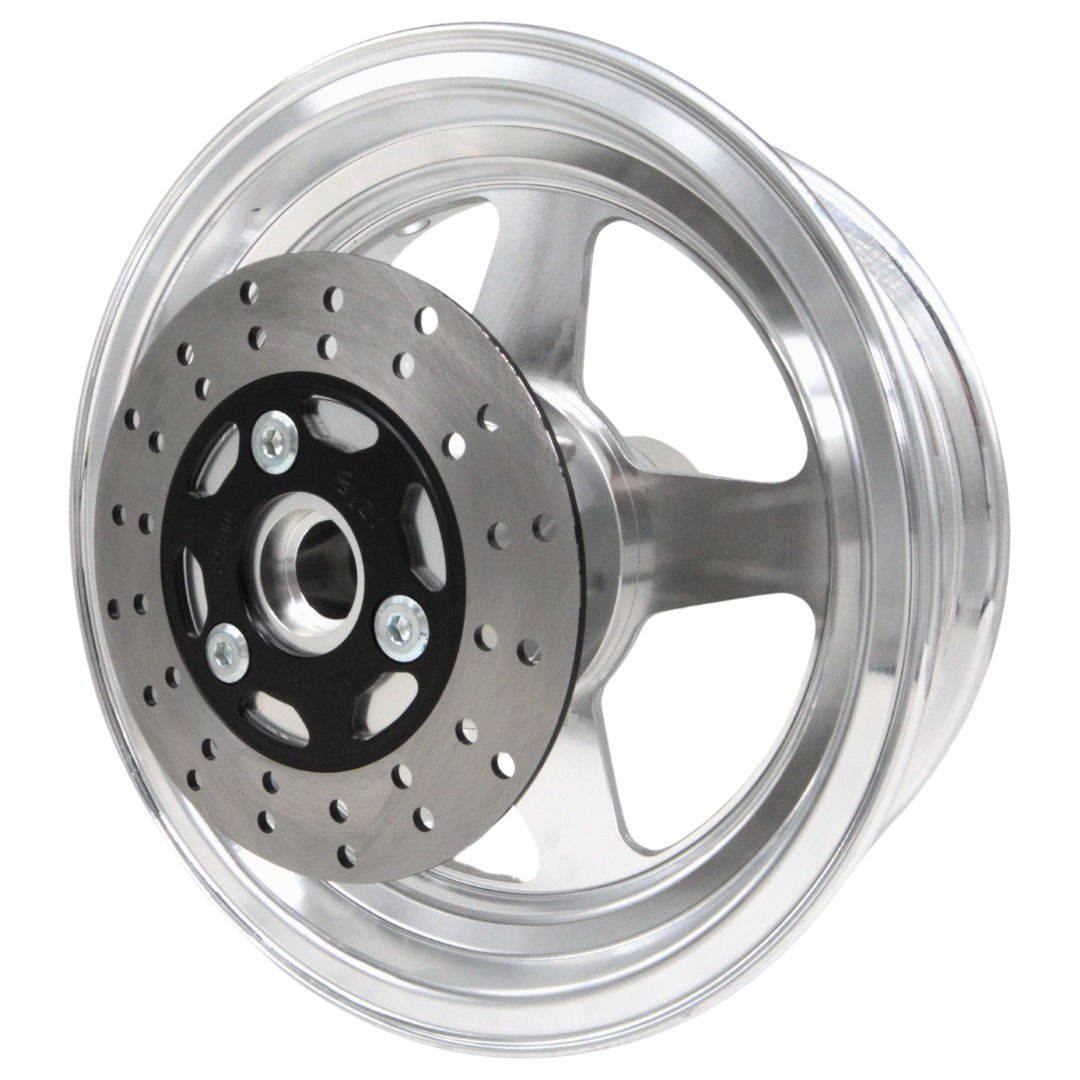 10" GPS Machined Aluminum Front Wheel For Fat Tire Minibikes, 155MM Brake Disc (GPSFTFRONT155)