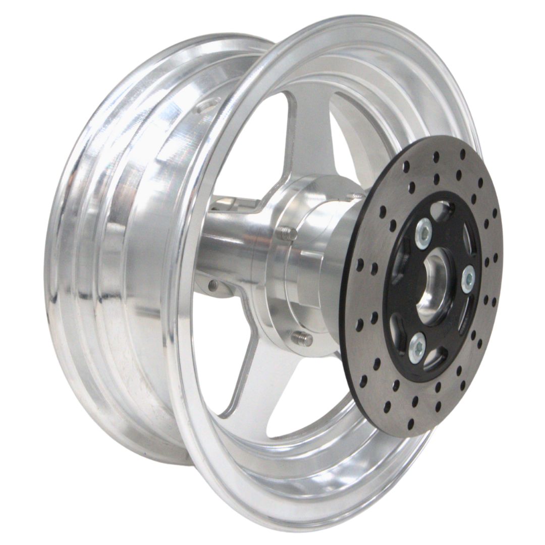 10" GPS Machined Aluminum Front Wheel For Fat Tire Minibikes, 155MM Brake Disc (GPSFTFRONT155)