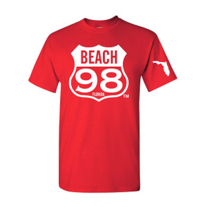 Ninety Eight Beach Tee Red Tee Front Ninety Eight Beach Tee Red Tee Front