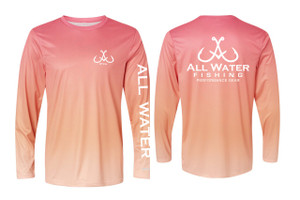 All Water Fishing PG Tee Front Back Red/Light Orange/White