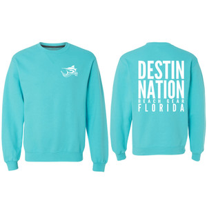 Destin Nation Beach Gear Scuba Blue Crewneck Sweatshirt Front Back Destin Nation Beach Gear Scuba Blue Crewneck Sweatshirt Front Back