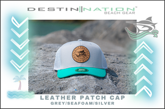 LEATHER PATCH CAP GREY/SEAFOAM/SILVER