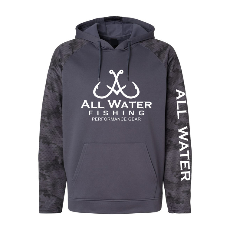 All Water Fishing PG Hooded Sweatshirt Graphite - White Logo
