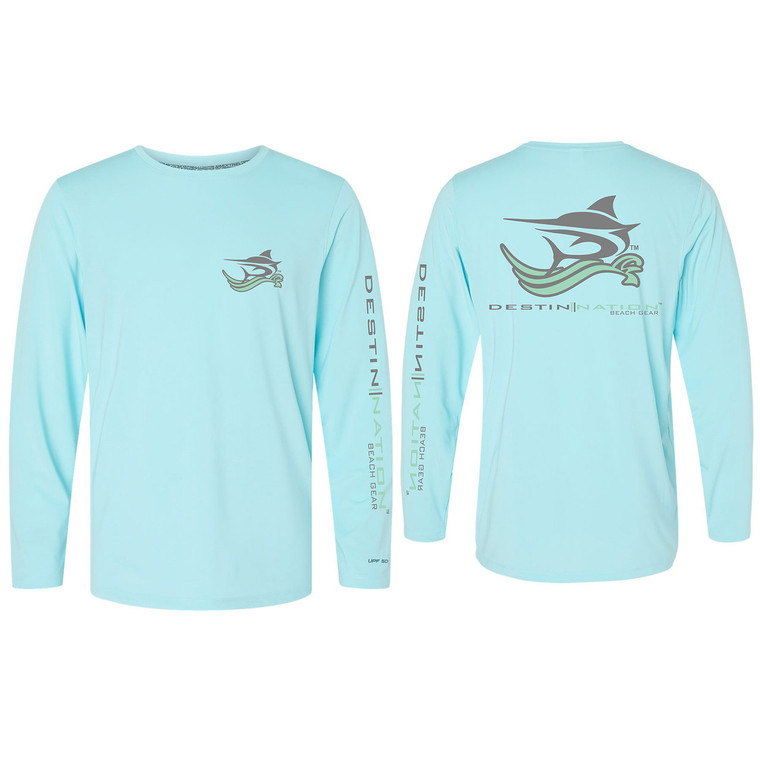 Destin Nation Beach Gear Tee Front and Back Aqua Blue