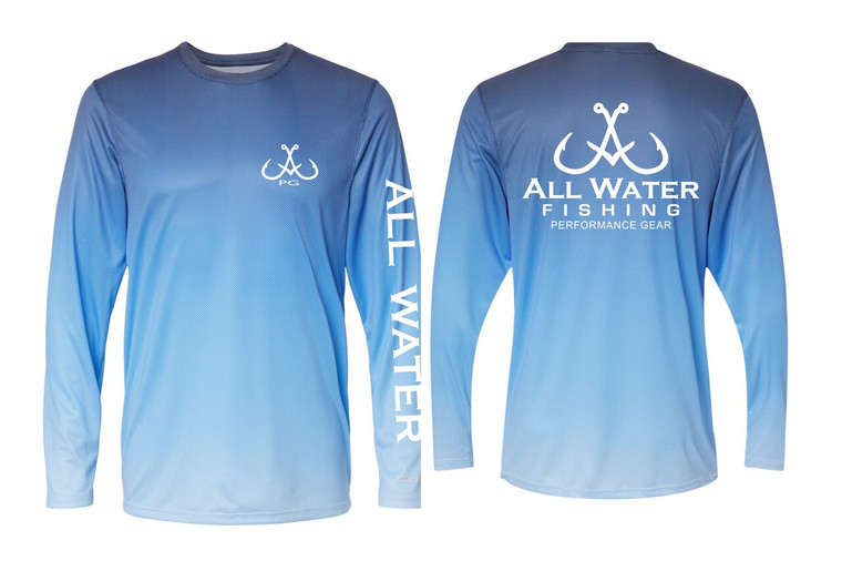 All Water Fishing PG Front Back Tee Navy/Blue Mist/White