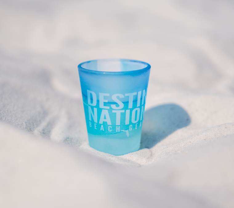 Destin Nation Beach EC Text Logo Frosted Shot Glass