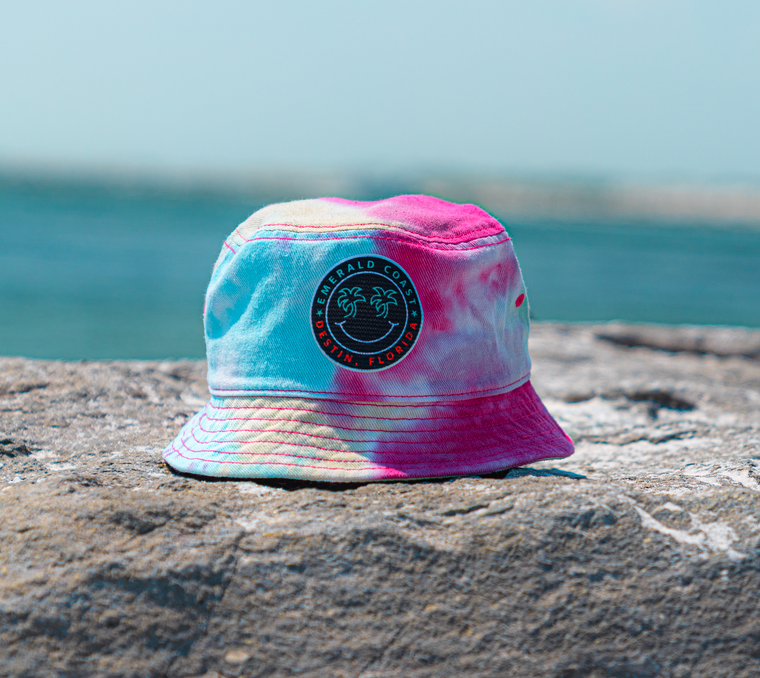 Ninety Eight Beach Twill Logo Raspberry Mist Tie-Dye Bucket Hat
