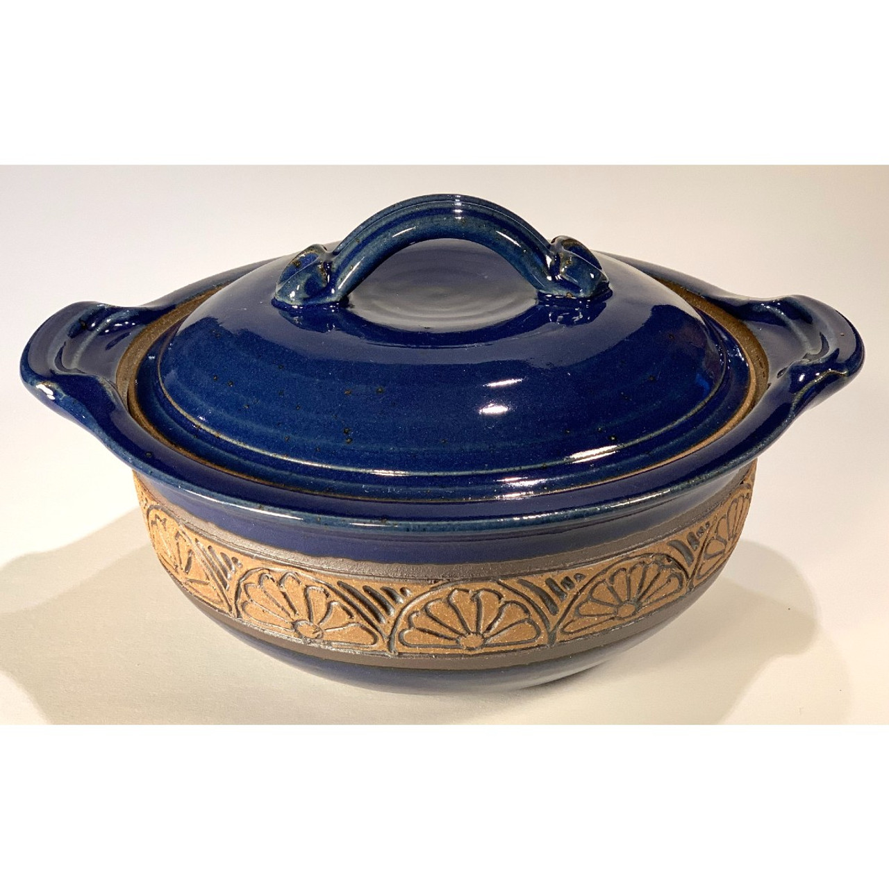 Handmade Pottery Casserole Dish with Lid-Blue Ridge Glaze