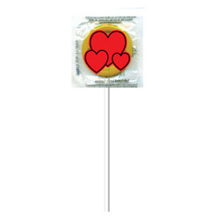 Hearts Labeled Condom Pleasure Pop Assorted Colors