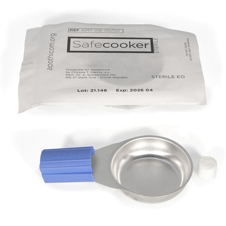 SafeCooker 2.5cc Sterile Grey Cookers w/Handle and Cotton Filter (ind wrapped)