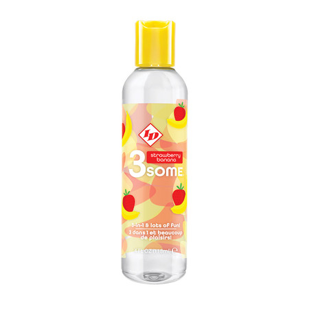 ID 3some 4oz Strawberry Banana Bottle 3 n 1 Flavored Massage Lube