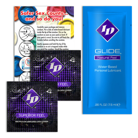 ID Safer Sex Kit: 3x5 w/ (2) condoms & (1) ID Glide
