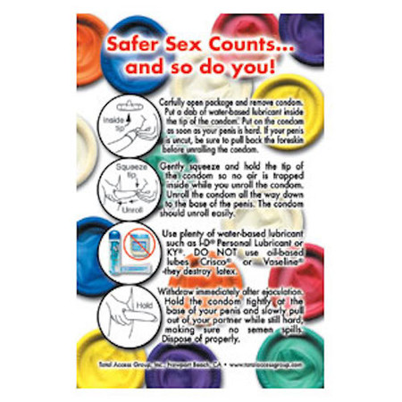 Safer Sex Kit Card,  Safe Sex Counts, English and Spanish