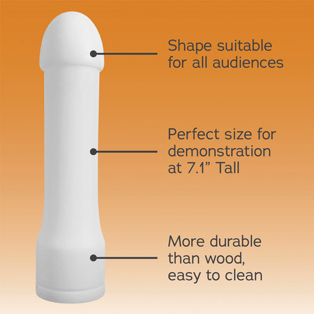 Condom Demonstrator Trainer modern molded design with weighted base is more durable than wood demonstrator, easy to keep clean, suitable for all audiences