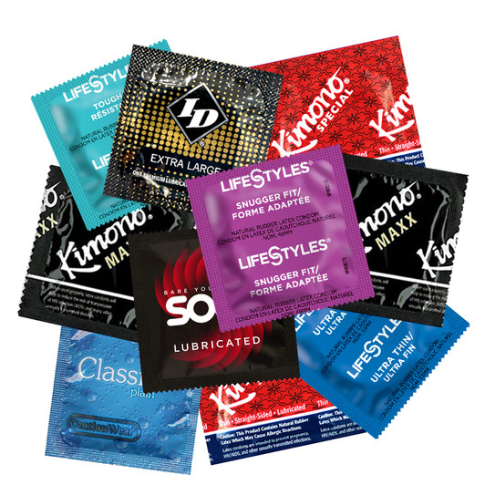 Condom Assortment Sampler, available in 128, 512, and 1024 condoms Condom Assortment Sampler, available in 128, 512, and 1024 condoms